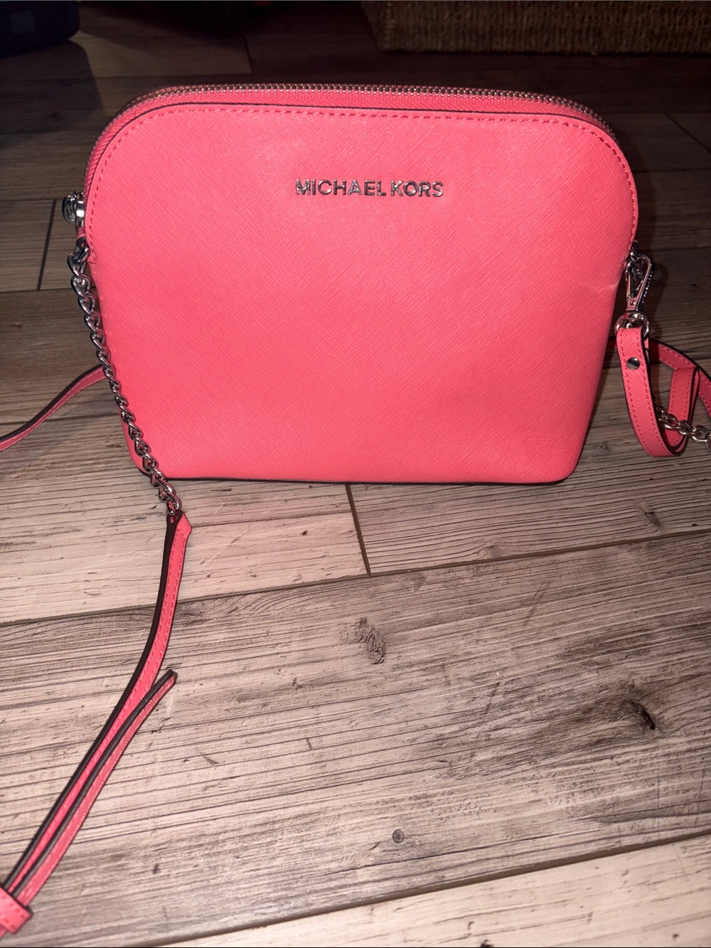 NWOT Michael Kors Coral Pink Saffiano Crossbody Bag